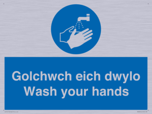 golchwch eich dwylo / wash your hands - safety sign